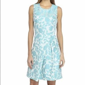 Tahari Asymmetrical Jacquard Fit & Flair Dress